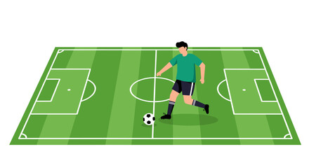 Fototapeta premium Isometric soccer player on field with ball
