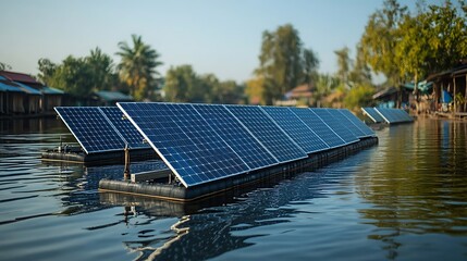 Floating solar panels on water
