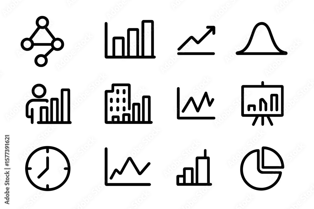 Poster minimalist business and data growth icons for analytics and presentation design