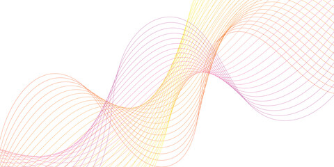 Abstract wave element for design. Digital frequency track equalizer. Stylized line art background. Vector illustration. Wave with lines created using blend tool. Curved wavy line, smooth stripe.