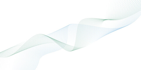 Abstract blue smooth wave on a white background. Dynamic sound wave. Design element. Vector illustration. 