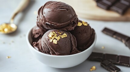 Silky Dark Chocolate Truffle Ice Cream in a Decorative Bowl