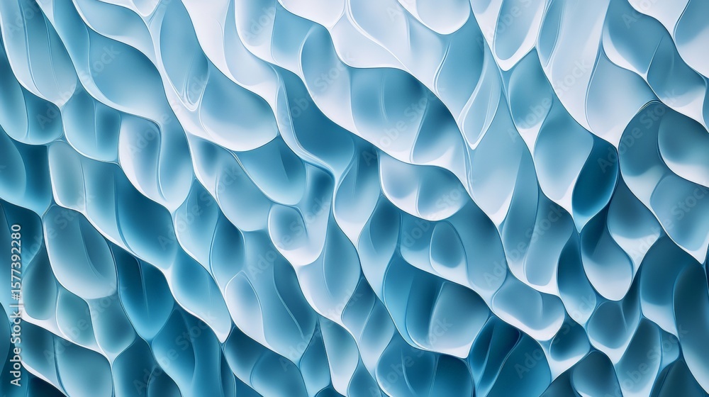 Aufkleber serene pale blue background with flowing patterns evocative of gentle waves and cellular structures,