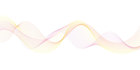 Abstract wave element for design. Digital frequency track equalizer. Stylized line art background. Vector illustration. Wave with lines created using blend tool. Curved wavy line, smooth stripe.