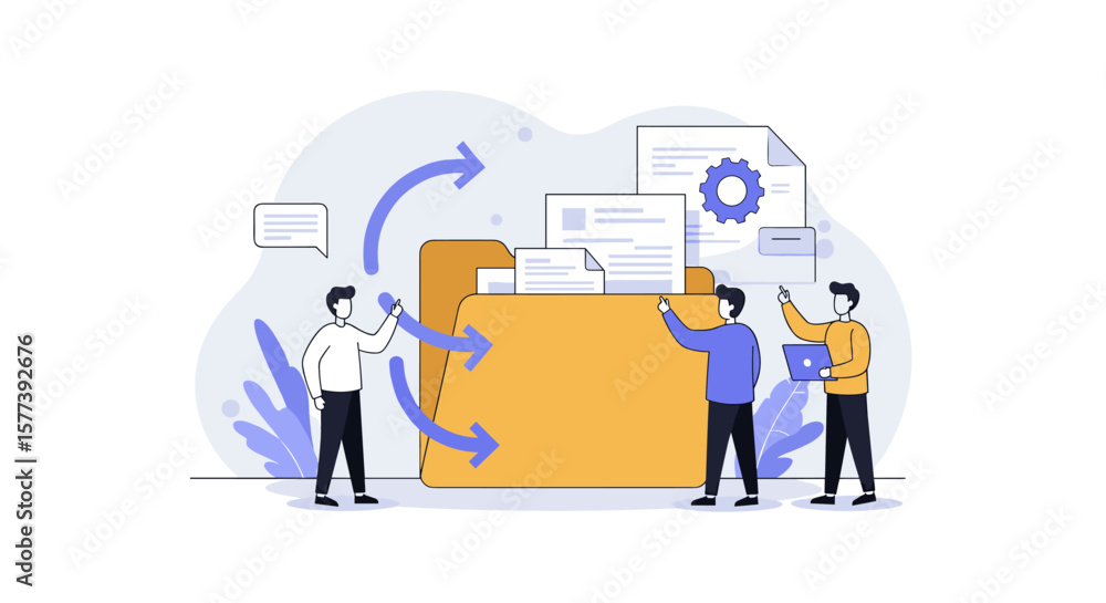 Poster efficient document management concept with team collaboration and file sharing