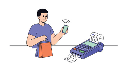 Contactless payment concept with smartphone and modern pos system
