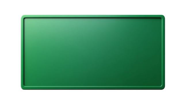 Green rectangle panel features rounded corners and a thin frame on transparent backdrop.