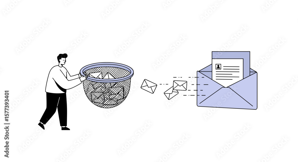 Aufkleber concept art of email management: sorting and organizing for efficiency