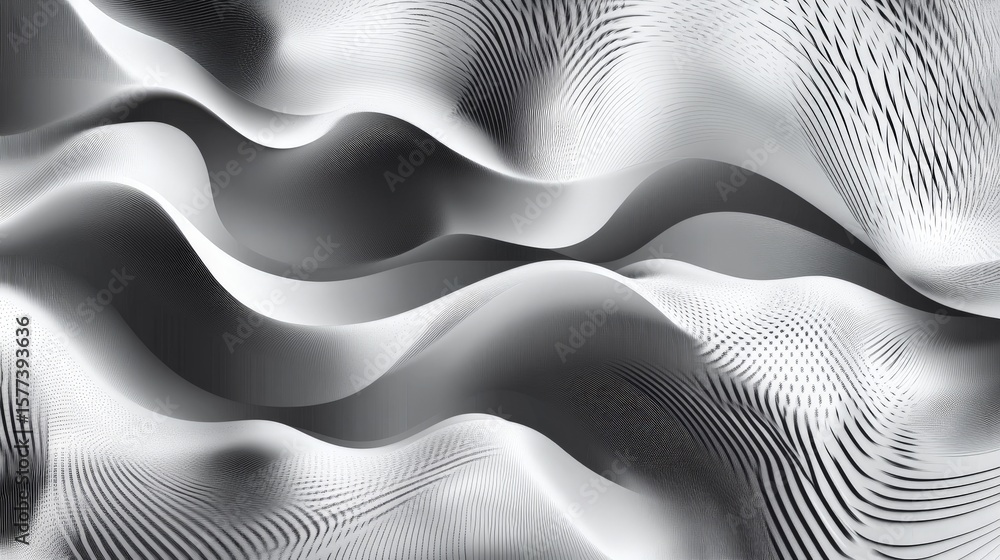 Poster gray smooth waves flow in monochrome design, presenting a modern abstract background with elegant gr
