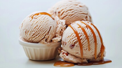 Creamy Roasted Hazelnut Ice Cream with Caramel Drizzle Delight