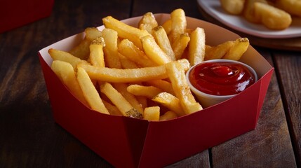 Delicious Crispy Golden French Fries Served with Ketchup Dip