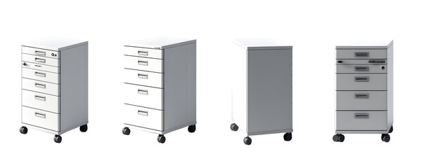 Isolated Studio-Lit Professional mobile pedestal drawer unit f transparent background, PNG cutout, ideal for marketing materials and graphic design, digital downloads, royalty-free