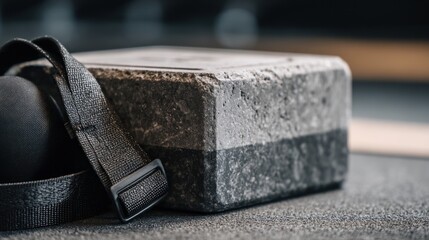 Gray fitness block with strap