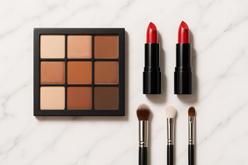 Luxury Makeup Collection Display with Premium Products for Beauty Editorial