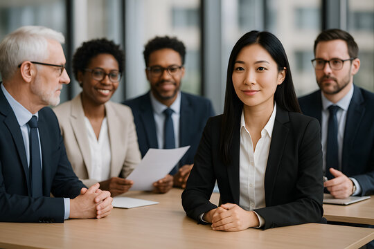 Professional Interview Panel Conducting Job Assessment in Corporate Setting