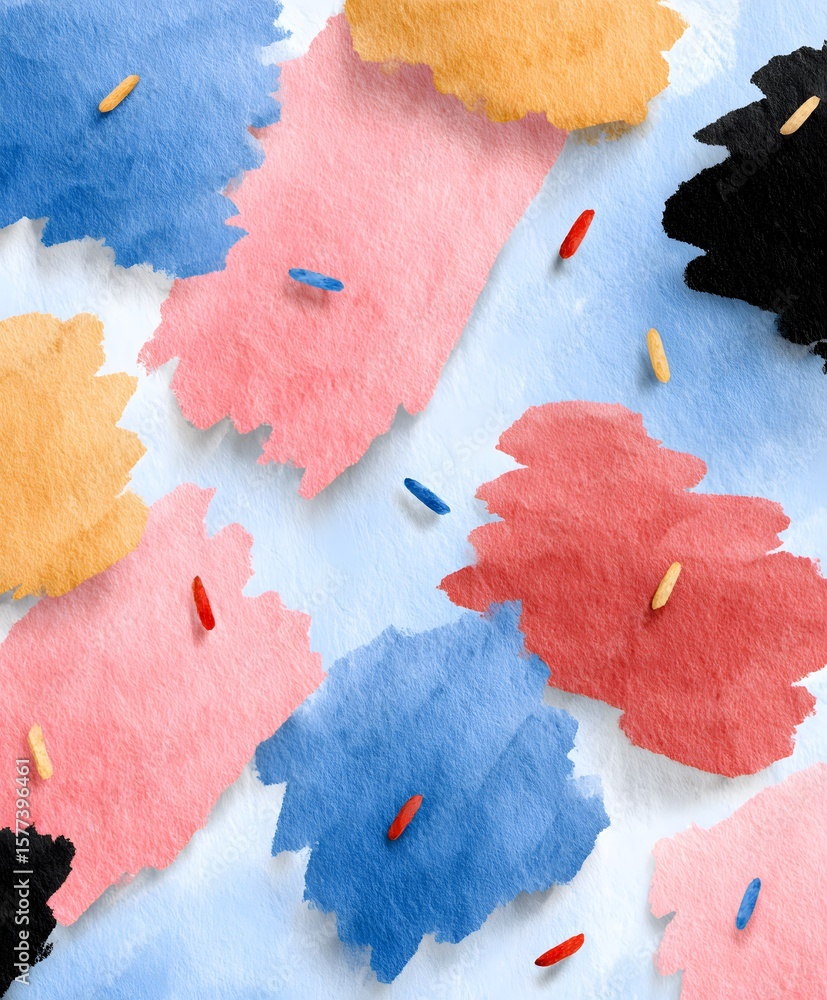 Poster artistic colorful paper layout studio visual artwork creative environment above view abstract design