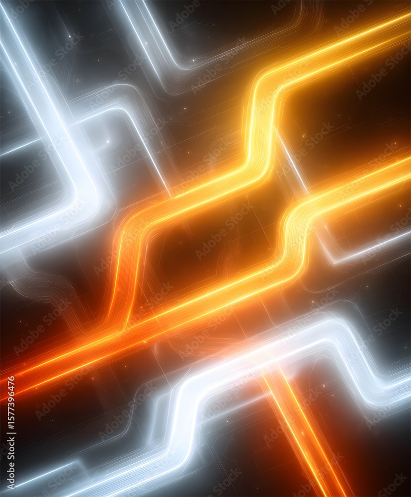 Poster dynamic light patterns abstract space digital art futuristic environment close-up view visual concep