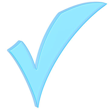 3D Blue Glossy Aqua Correct Icon Symbol Y2K Frutiger Aero Element