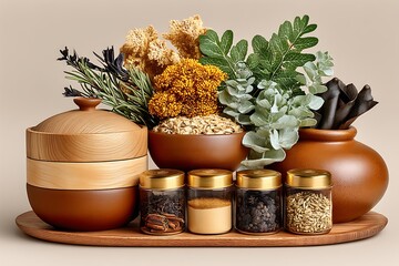 Decorative spice set with antique utensils high resolution image