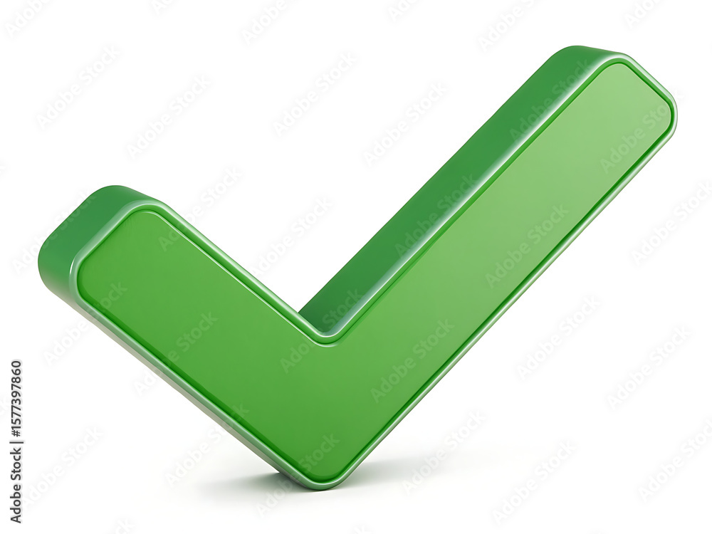 Poster isolated green check mark on white background representing approval and confirmation icon graphic el