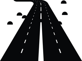 Highway vector in black color. Two way road vector. 