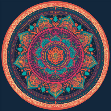 Round ornament set of mandalas on white isolated background.