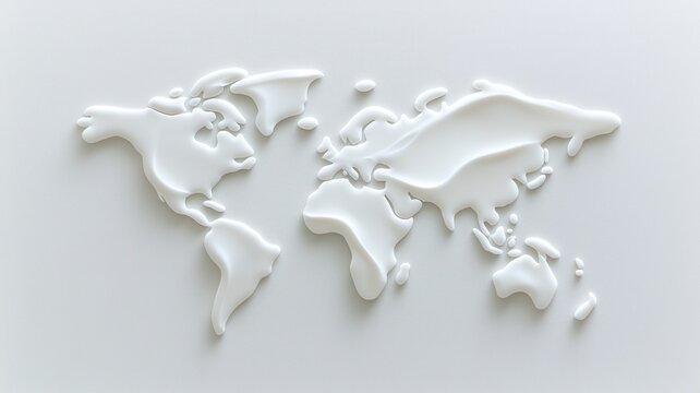 White minimalist world map displayed background, a white global representing on connectivity and simplicity