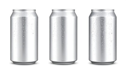 Three aluminum drink cans