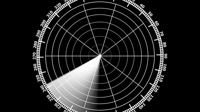 Sonar tactical readout of an incoming object.radar missile torpedo missed background seamless loop video clip.