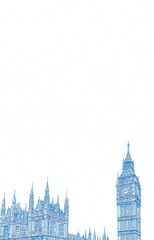 Obraz premium Parliament and Big Ben Blue Sketch
