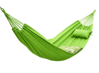  hammock with pillow and blanket isolated on transparent background