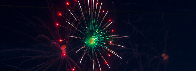 Shot of the fireworks in the night sky. Celebration