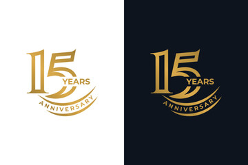 Sophisticated Golden Fifteen Year Anniversary Design