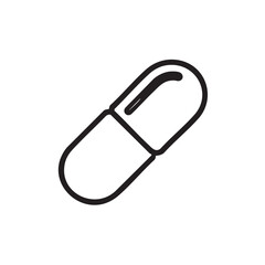 A simple outline icon of a medical capsule.