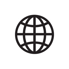 A simple outline icon of a globe.