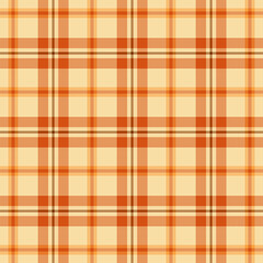 Plaid seamless pattern in orange yellow red.Autumn fall tartan check repeat pattern.Vector illustration geometric background for fabric and prints.