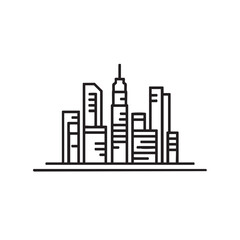 Obraz premium An outline icon of a city skyline with multiple buildings.