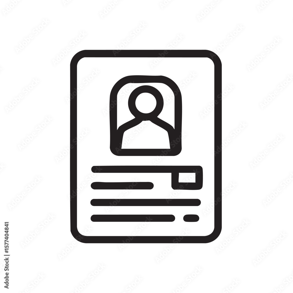 Aufkleber an outline icon of a document with a profile image.