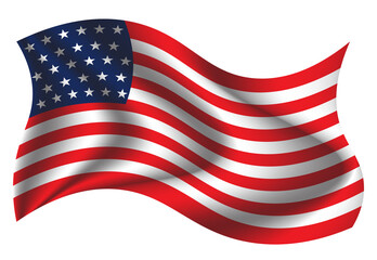 Fototapeta premium USA waving flag. American national symbol isolated on white background. Banner design element 