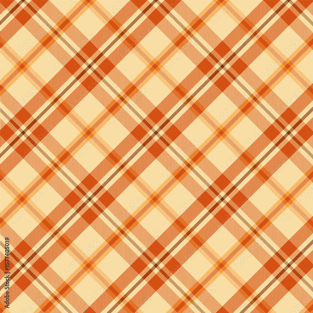 Wall mural plaid pattern with twill weave in orange yellow red.autumn fall tartan check seamless pattern.vector