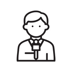 Fototapeta premium An outline icon of a reporter with a microphone.