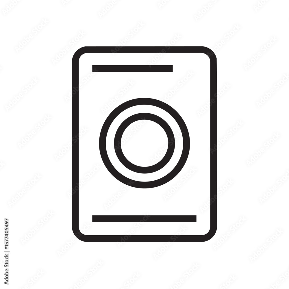 Poster a minimalist line drawing of a speaker or subwoofer.