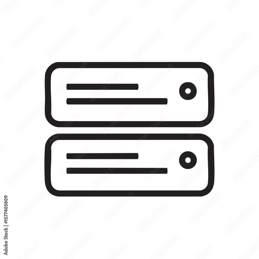 Poster a minimalist line drawing of two stacked server racks.