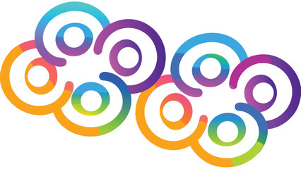 Abstract arrangement of colorful concentric circles with a white background in a playful design style
