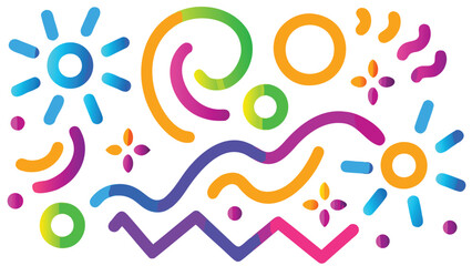 Fototapeta premium Colorful abstract shapes and lines with gradient fill on a white background design element art