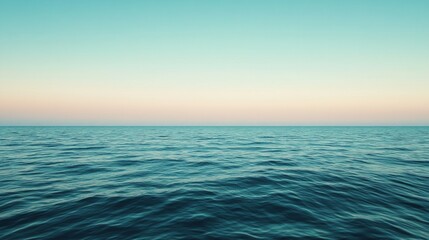 Obraz premium Serene Ocean Horizon at Sunset Over Calm Water Surface