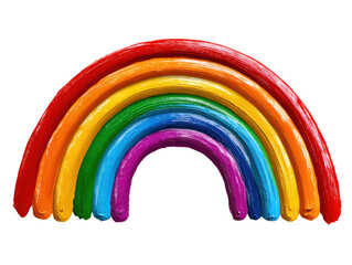 Rainbow of Colors: A vibrant and colorful rainbow with smooth and glossy paint strokes against an empty sky.