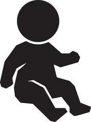 Simple black silhouette of a sitting baby symbol suitable for various design purposes