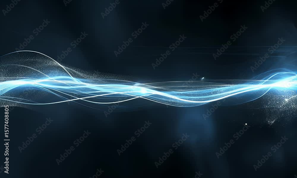Poster abstract blue wave background with dots and lines, a digital technology concept design for a web ban