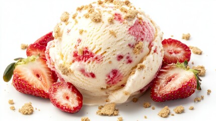 Delicious Strawberry Cheesecake Ice Cream with Fresh Strawberries